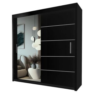 Lyon Sliding Mirror Door Wardrobe with Shelves, Rails and Multiple Sizes for Modern Bedrooms – ZAK