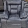 ZAK Nova grey leather electric recliner armchair with padded cushions