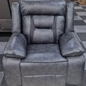 ZAK Nova grey leather electric recliner armchair with padded cushions