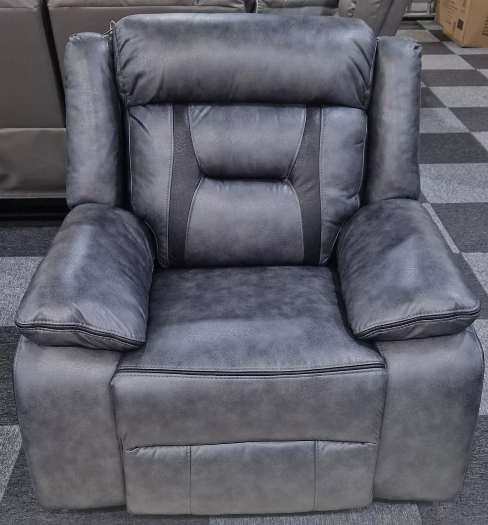 ZAK Nova grey leather electric recliner armchair with padded cushions