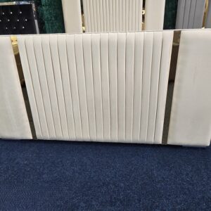 Cream velvet vertical panel bed frame with gold trim by ZAK Furniture