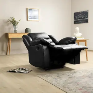 : Roma 2-seater leather recliner sofa with padded design and manual recliner