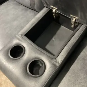 2-seater electric recliner leather sofa with storage console and cup holders