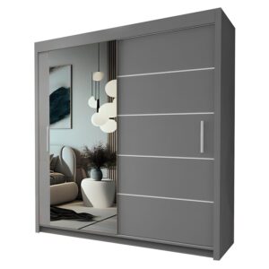 Milan Full Mirror Sliding Door Wardrobe With Shelves, Rails And Drawers, Multiple Sizes – ZAK Furniture