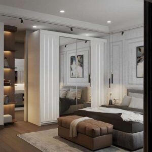 Molli New Branding Sliding Door Wardrobe with Full Mirror and Textured Panels Zak