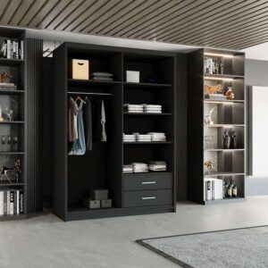 Manhattan High Gloss Sliding Door Mirror Wardrobe with Premium Storage and Modern Design Zak