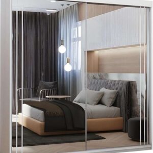 Smart Sliding Mirror Door Wardrobe with Modern Space-Saving Design and Full Mirror Panels Zak