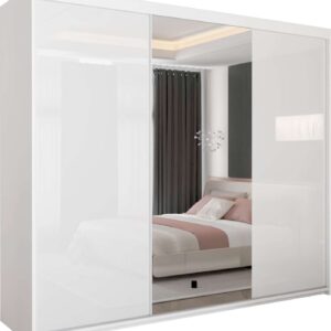 Vikas New High Gloss Sliding Door Wardrobe with Mirror Storage and Modern Bedroom Design Zak