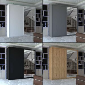 Collin Sliding Door Wardrobe with Shelves Drawers Hanging Rails Modern Bedroom Storage Design Zak