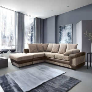 Luxury Dino Corner Sofa – Beige Brown Jumbo Cord Left or Right Corner | ZAK Furniture UK