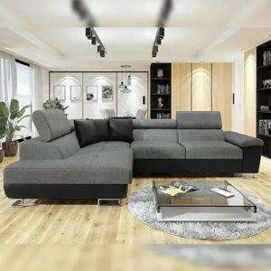 ZAK Anton Grey & Black Fabric Corner Sofa Bed | Large Corner Sofa with Double Bed | Left Hand & Right Hand Facing | ZAK Furniture