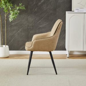 ZAK Palermo Beige Luxury Dining Chair with Upholstered Seat & Black Metal Legs