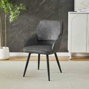 ZAK Palermo Grey Upholstered Dining Chair with Black Metal Legs