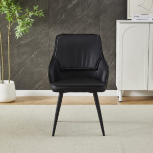 ZAK Palermo Black Dining Chair – Luxury Upholstered Dining Chair with Black Metal Legs