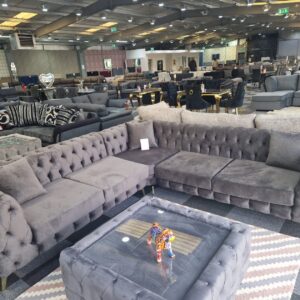 Zak Cleveland Grey Chesterfield Corner Sofa - Zak Furniture UK