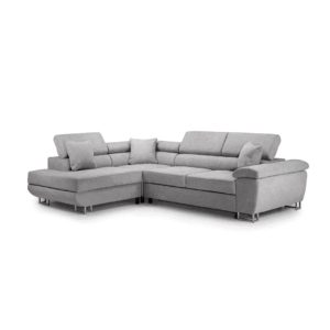 ZAK Anton Grey Corner Sofa Bed with Under-Seat Storage Box | Large L-Shaped Sofa Bed with Adjustable Headrests | Left Hand & Right Hand Facing | ZAK Furniture